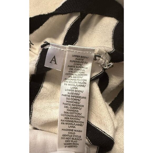 Ann Taylor LOFT Striped Short Sleeves Peplum Top Ivory Black S preppy chic 79-05 - Picture 10 of 14